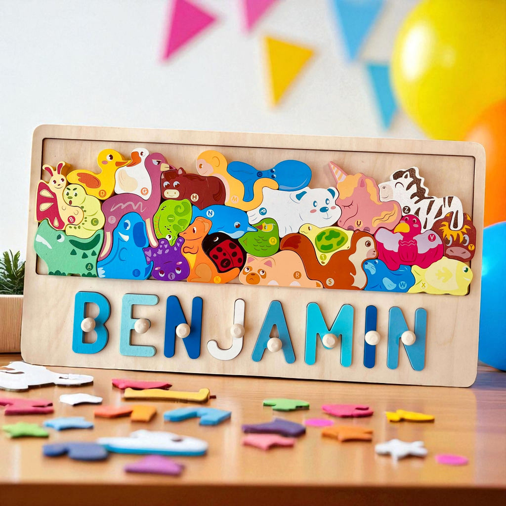 Personalized Eco-Friendly Toy Animal Stacking Name Puzzle