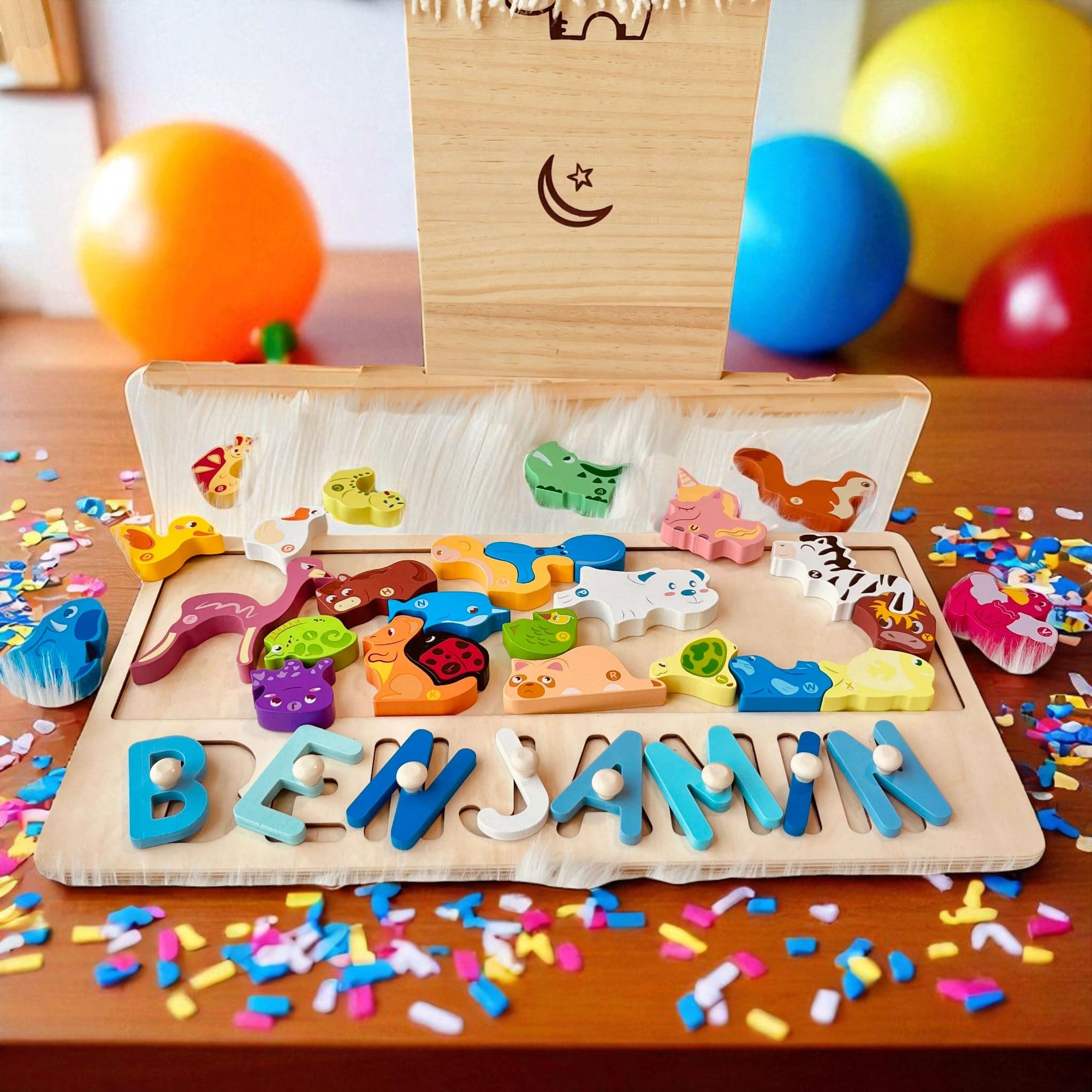 Personalized Eco-Friendly Toy Animal Stacking Name Puzzle