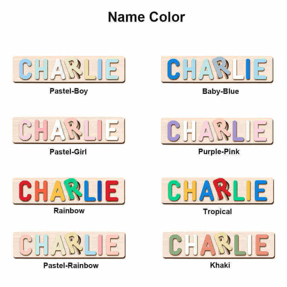 Personalized Wooden Baby Name Puzzle with Forest Animals