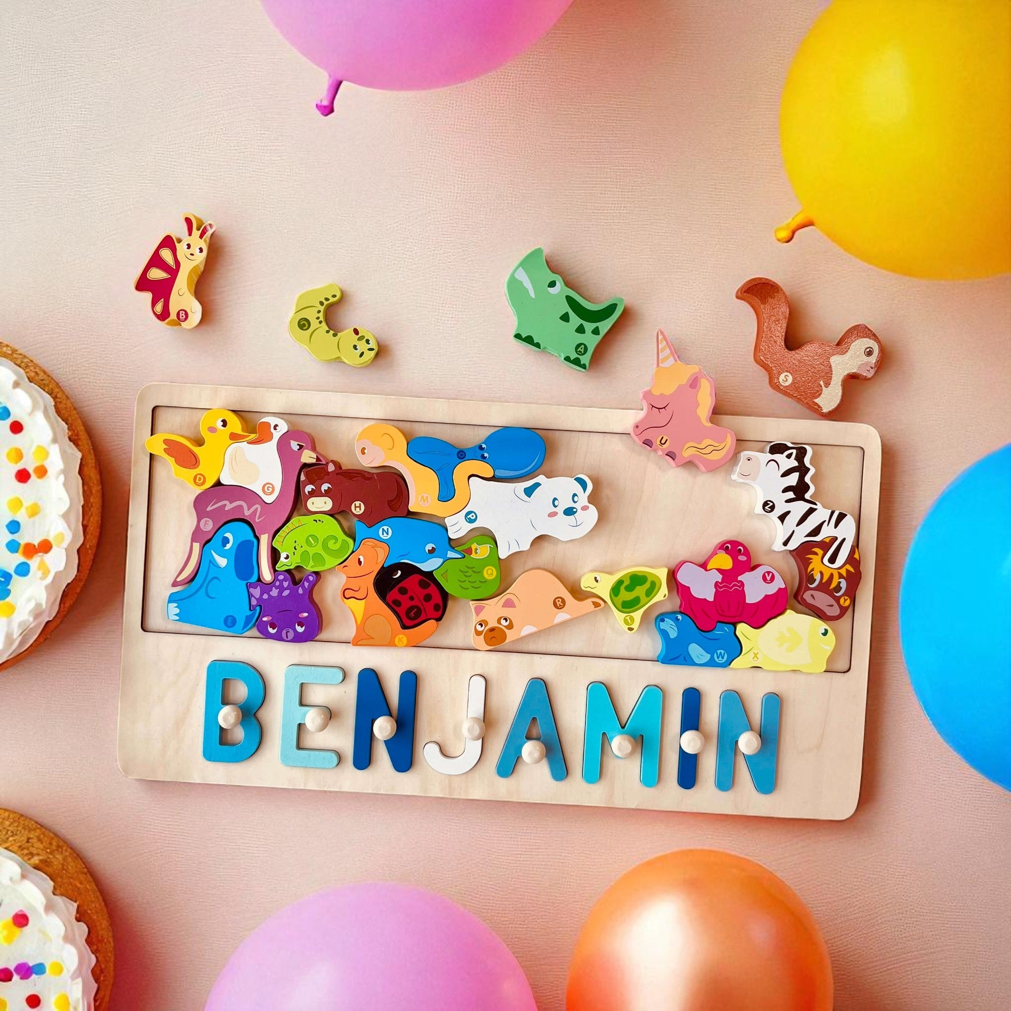 Personalized Eco-Friendly Toy Animal Stacking Name Puzzle