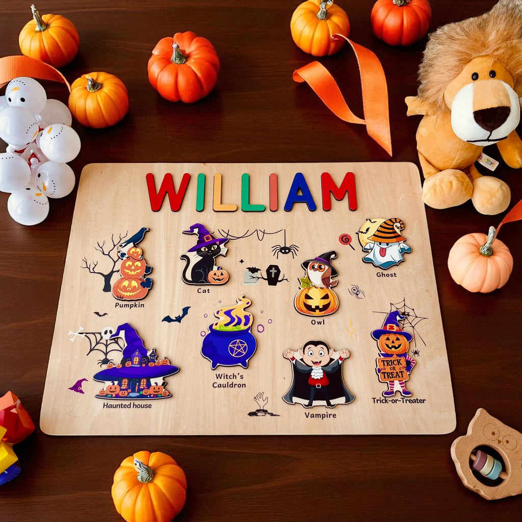 Personalized Wooden Halloween Name Puzzle