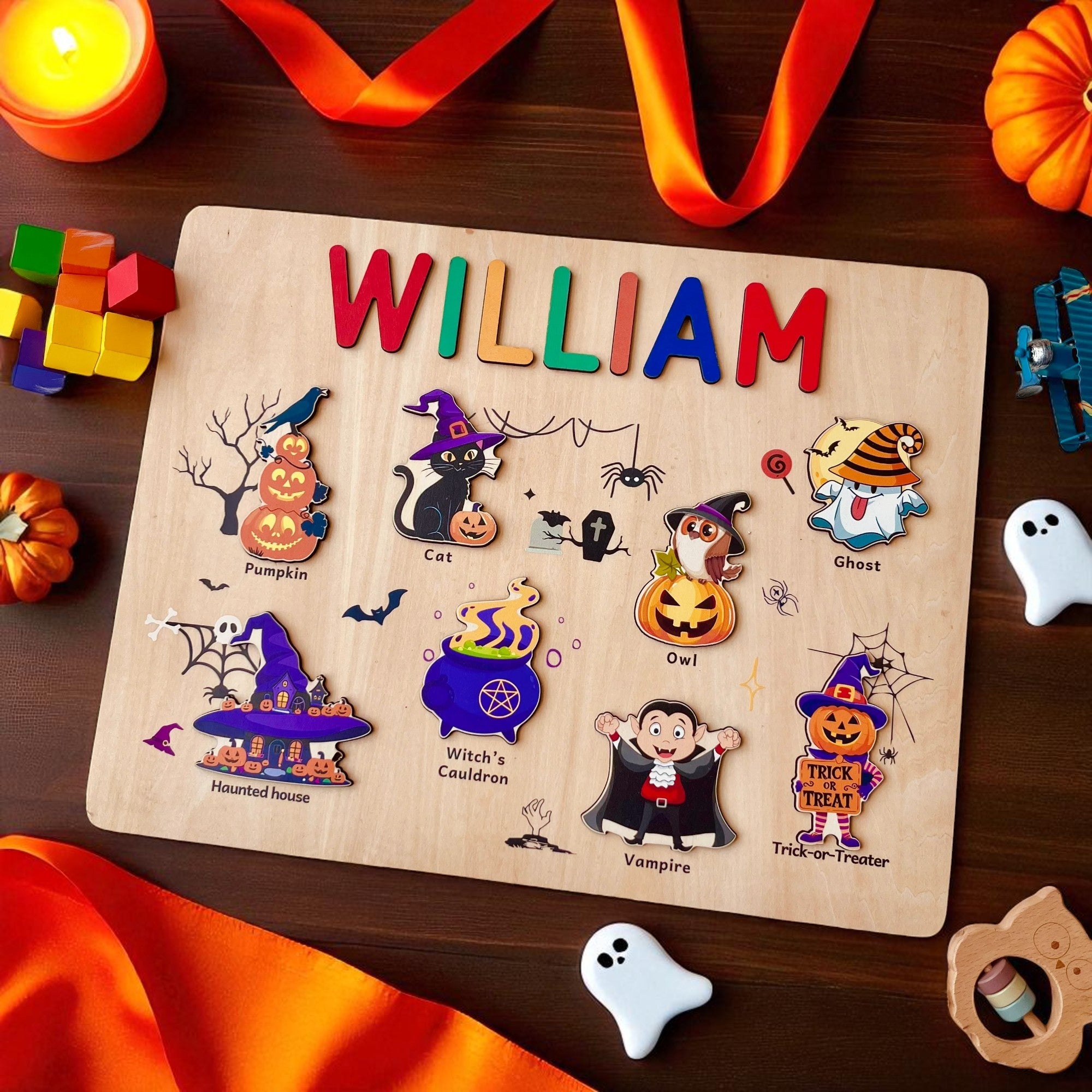 Personalized Wooden Halloween Name Puzzle