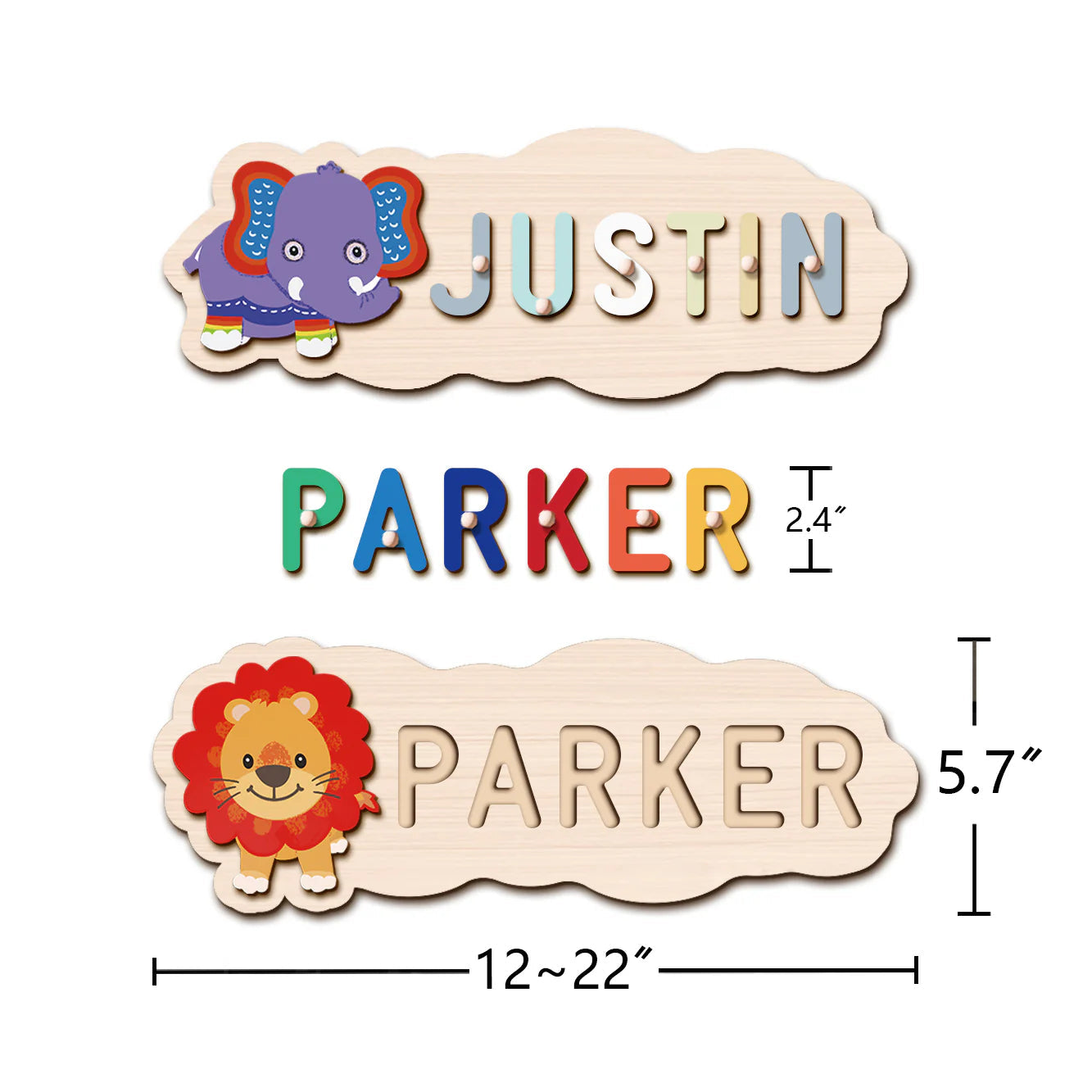 Personalized Wooden Animal Shapes Name Puzzle Toddler Toy