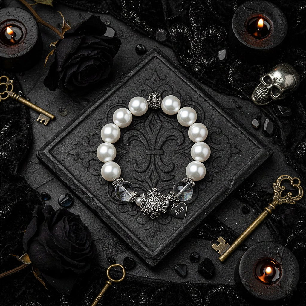 Gothic Halloween Snowflake Heart Bracelet