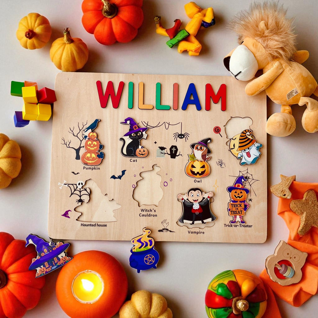 Personalized Wooden Halloween Name Puzzle