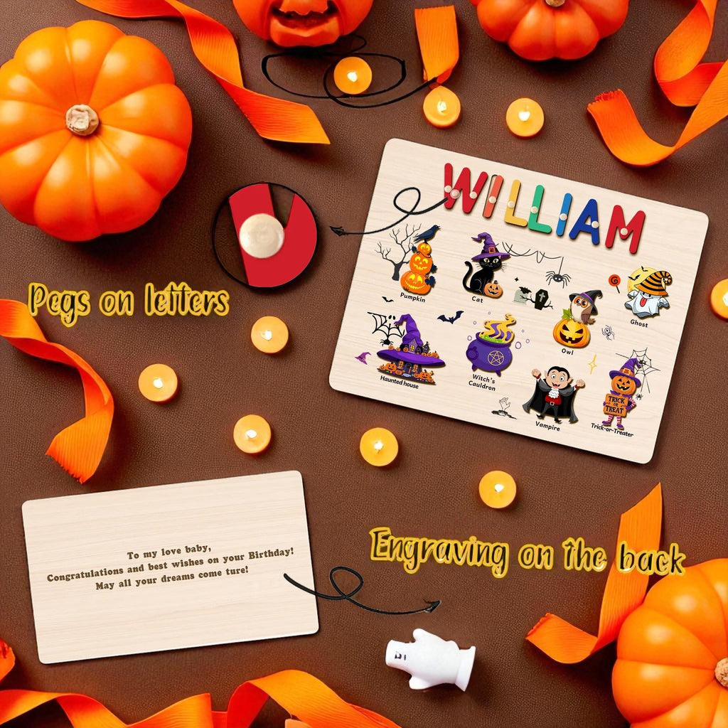 Personalized Wooden Halloween Name Puzzle