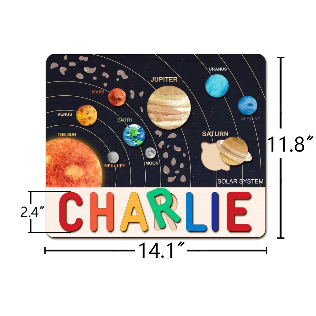 Personalized Wooden Solar System Name Puzzle for Kids