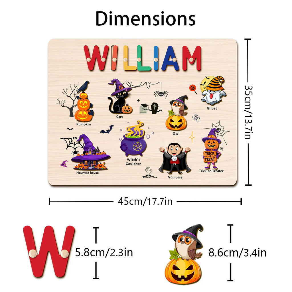 Personalized Wooden Halloween Name Puzzle