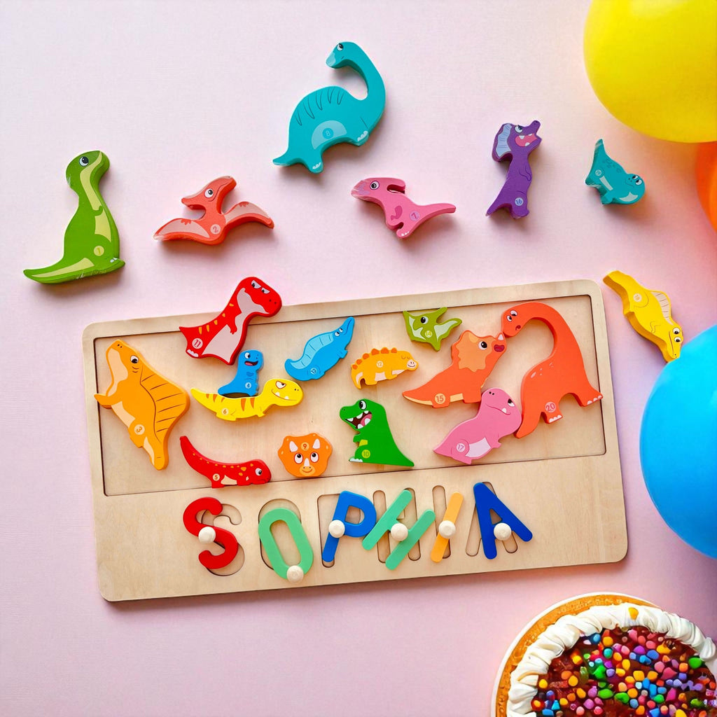 Personalized Eco-Friendly Toy Animal Stacking Name Puzzle
