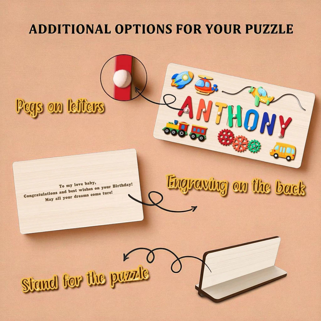 Personalized Name Wooden Puzzle – Premium Educational Toy