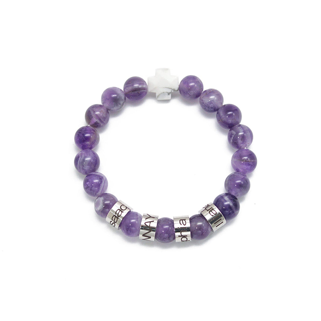 Custom Name Cross-Shaped Gemstone Bracelet 20cm - Daily Wear & Keepsake Gift