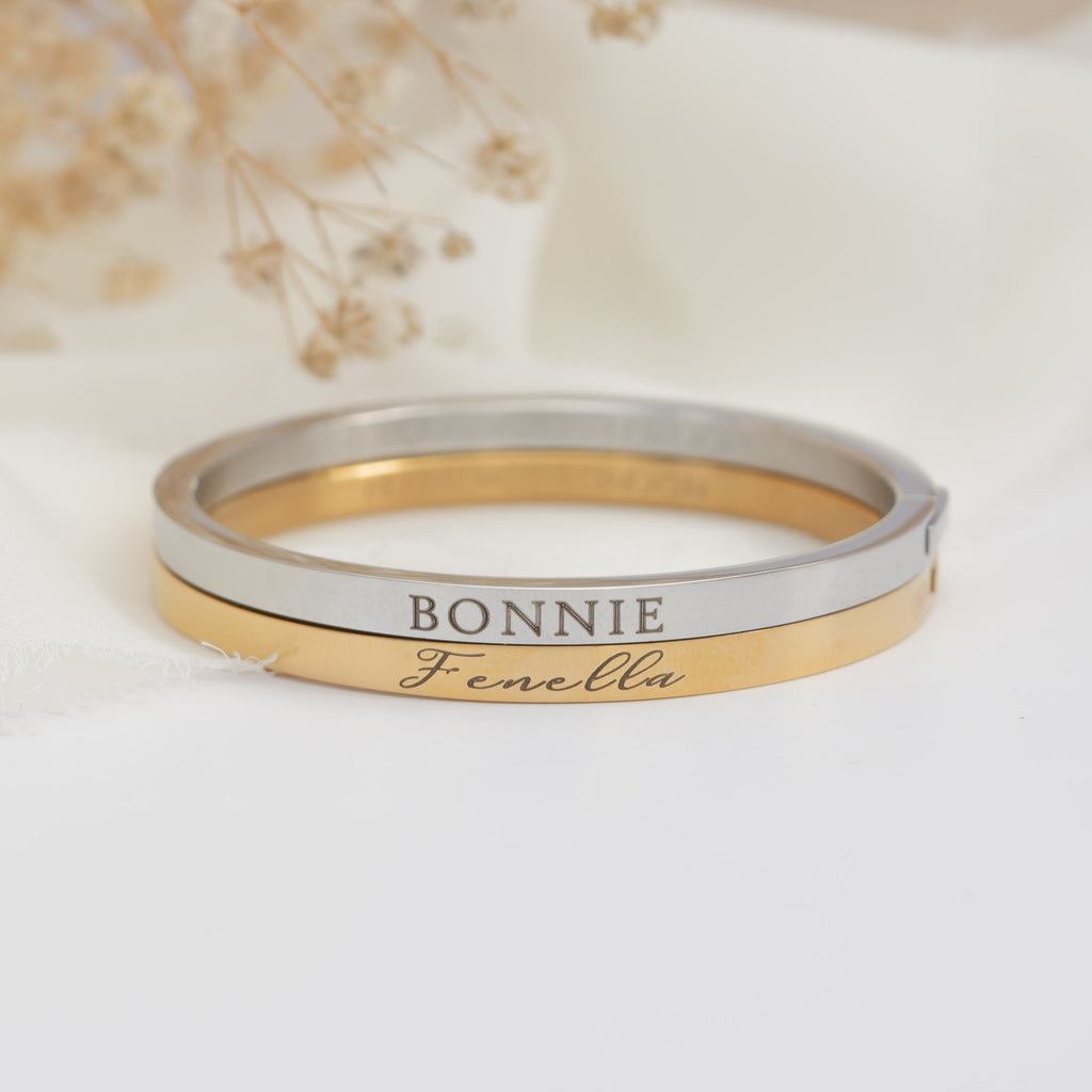 Personalized Adult's Engraved Name Bangle with Clasp