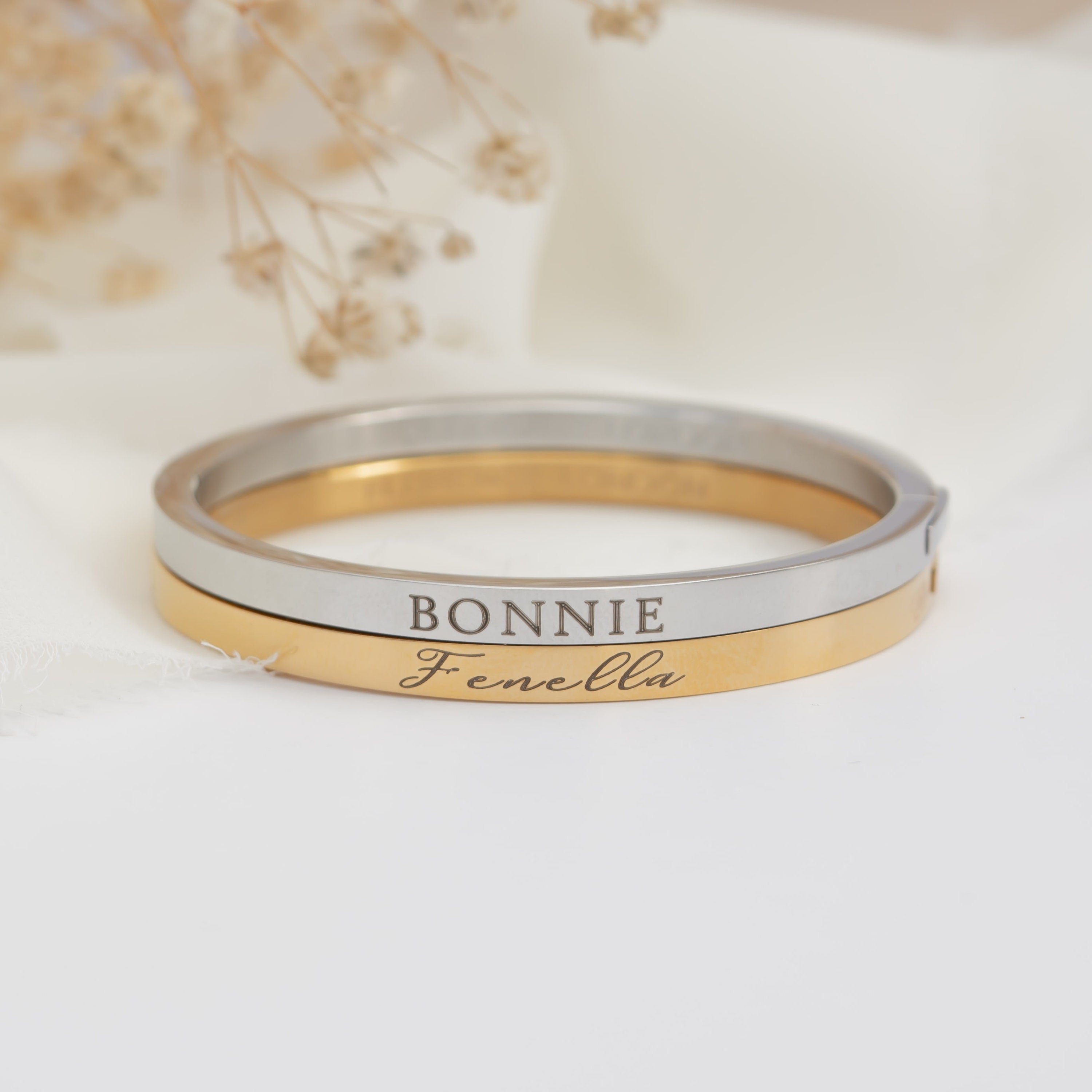 Personalized Baby's Engraved Name Bangle with Clasp