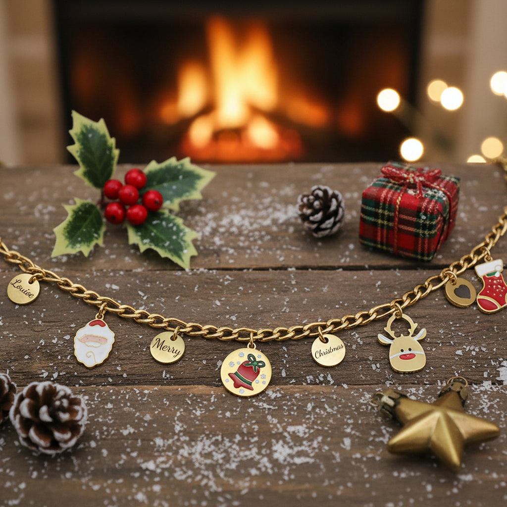 Christmas Parent-Child Bracelet & Necklace Set – Custom Titanium Steel Jewelry for Families