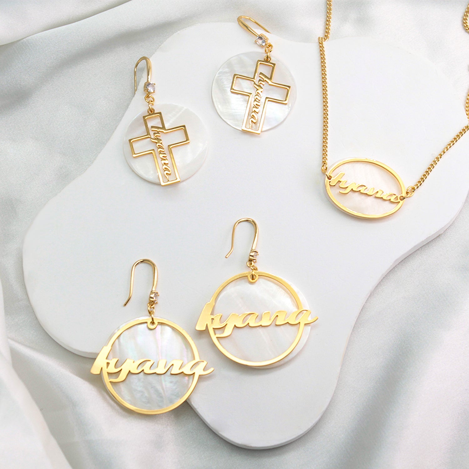 Custom Name Natural Shell Drop Earrings – Jewelry with a Breath of Nature