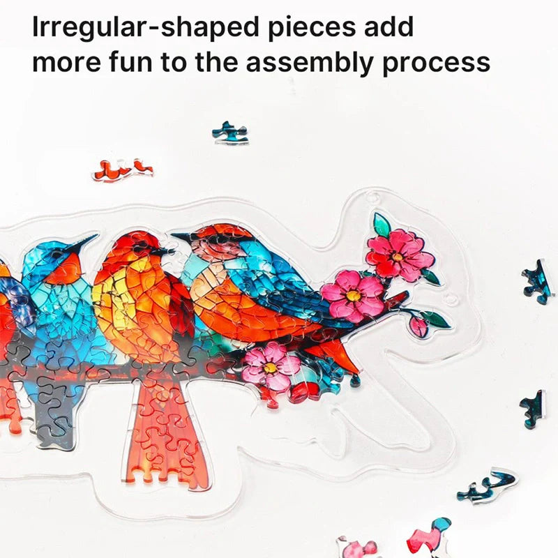 Acrylic Jigsaw Puzzle Suncatcher – Blossom Songbirds Window Hanging Decor
