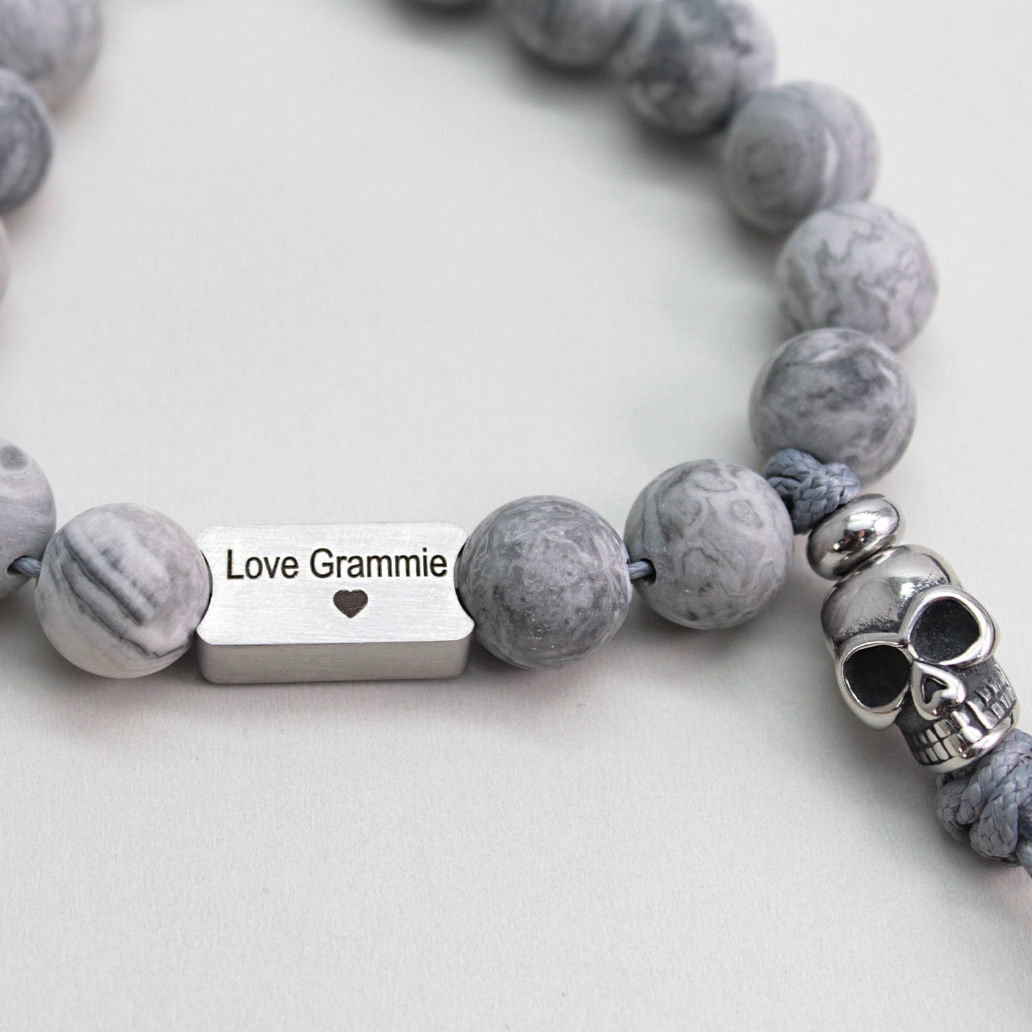 Punk Skull Men’s Bracelet – Natural Stone Biker Jewelry | Harley Rider Gift