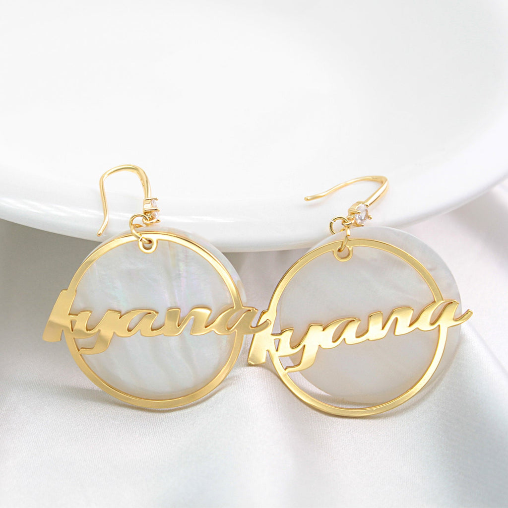Custom Name Natural Shell Drop Earrings – Jewelry with a Breath of Nature