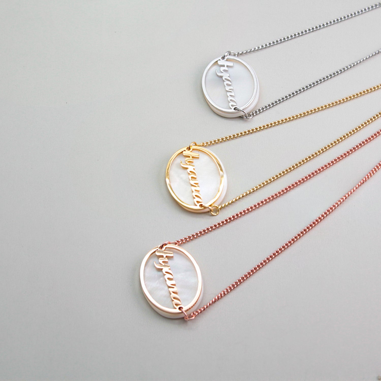 Personalized Oval Shell Name Necklace