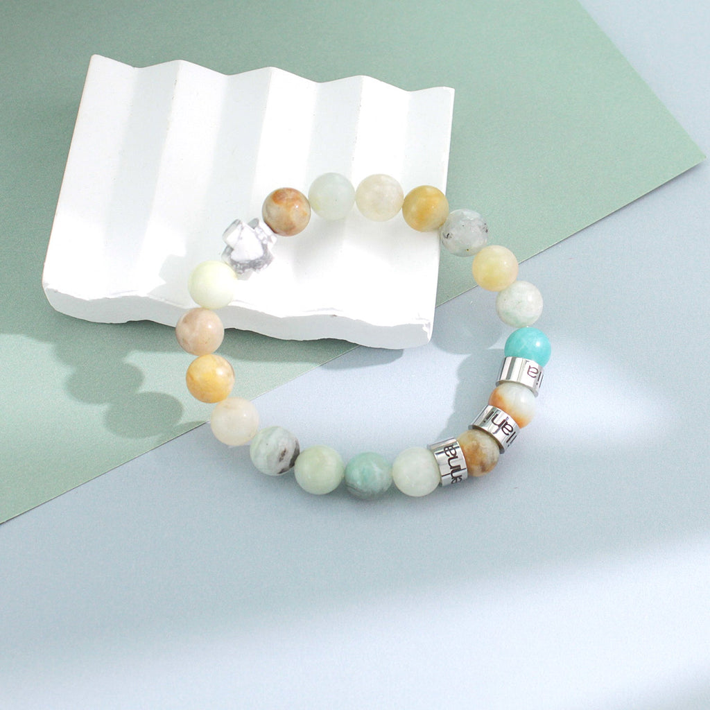 Custom Name Cross-Shaped Gemstone Bracelet 20cm - Daily Wear & Keepsake Gift