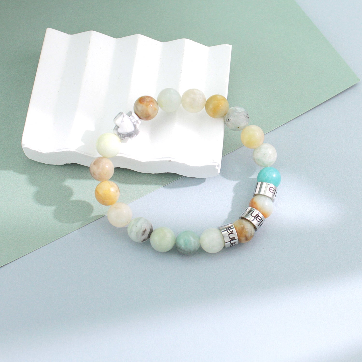 Custom Name Cross-Shaped Gemstone Bracelet 20cm - Daily Wear & Keepsake Gift