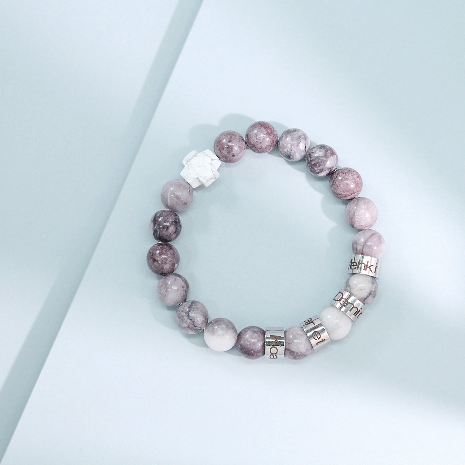 Custom Name Cross-Shaped Gemstone Bracelet 20cm - Daily Wear & Keepsake Gift