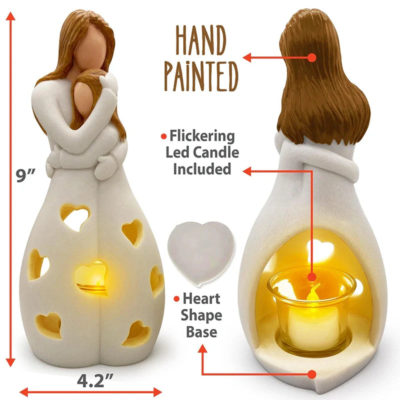 Mother & Daughter Candle Holder Statue – Sentimental Gift for Mom