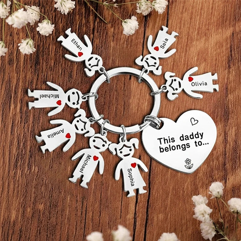Personalized Kids Name Keychain for Mom or Dad – “This Mommy/Daddy Belongs To…” Custom Family Keyring Gift