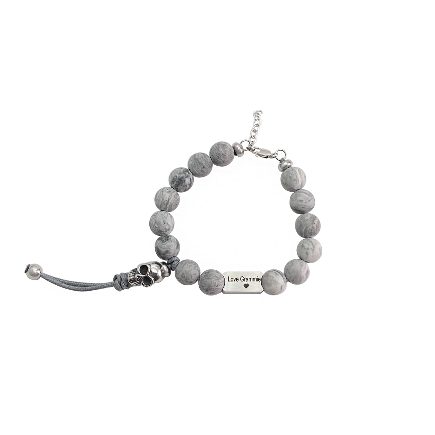 Punk Skull Men’s Bracelet – Natural Stone Biker Jewelry | Harley Rider Gift
