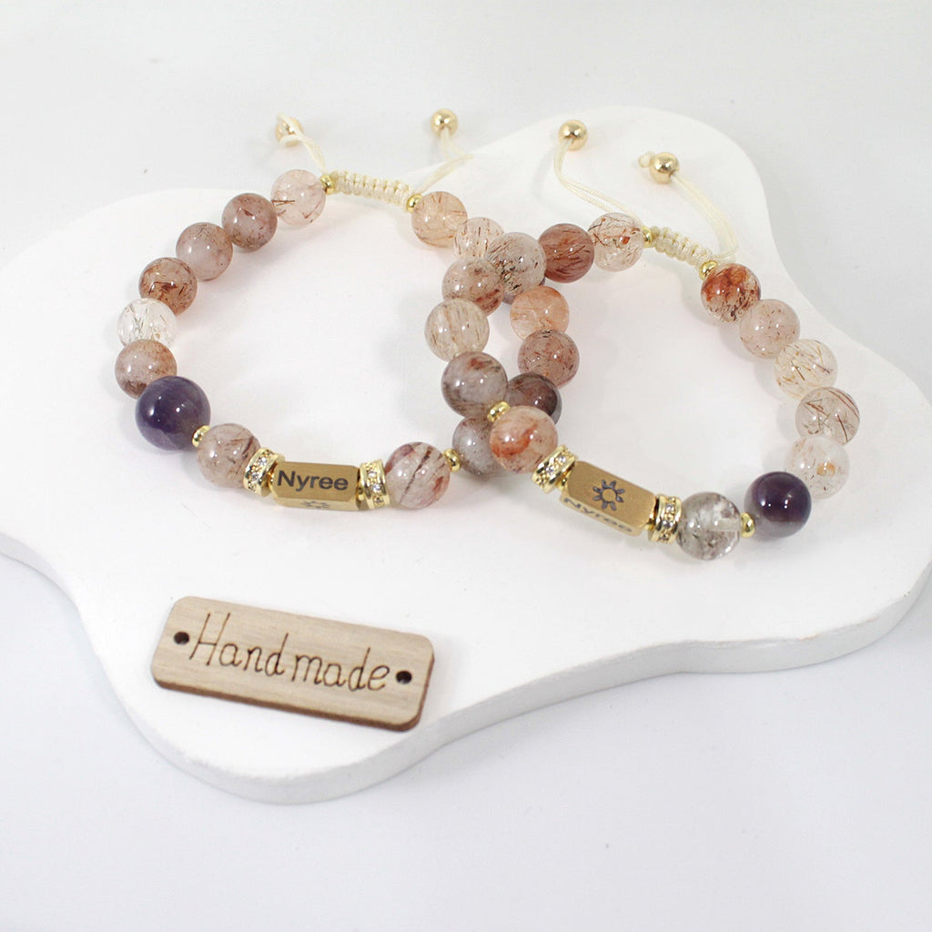 Personalized Natural Stone Bracelet – Custom Engraved Energy Beads for Men & Women