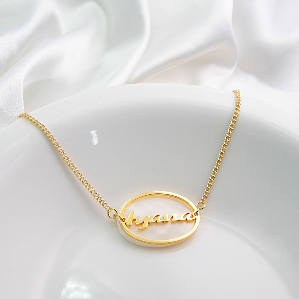 Personalized Oval Shell Name Necklace