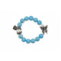 Halloween Gothic Butterfly Custom Name Bracelet – Engraved Blue Shell Beads