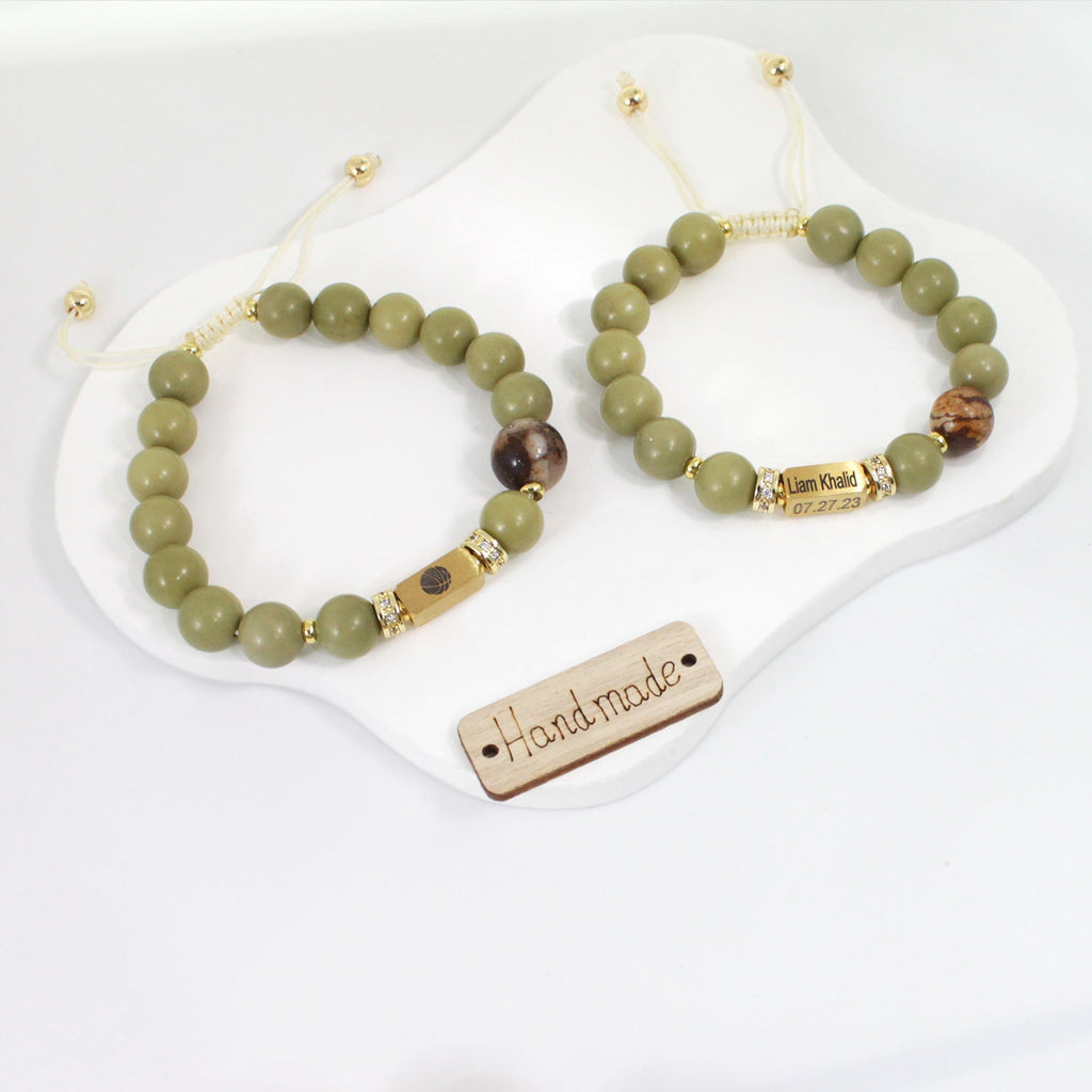 Personalized Natural Stone Bracelet – Custom Engraved Energy Beads for Men & Women