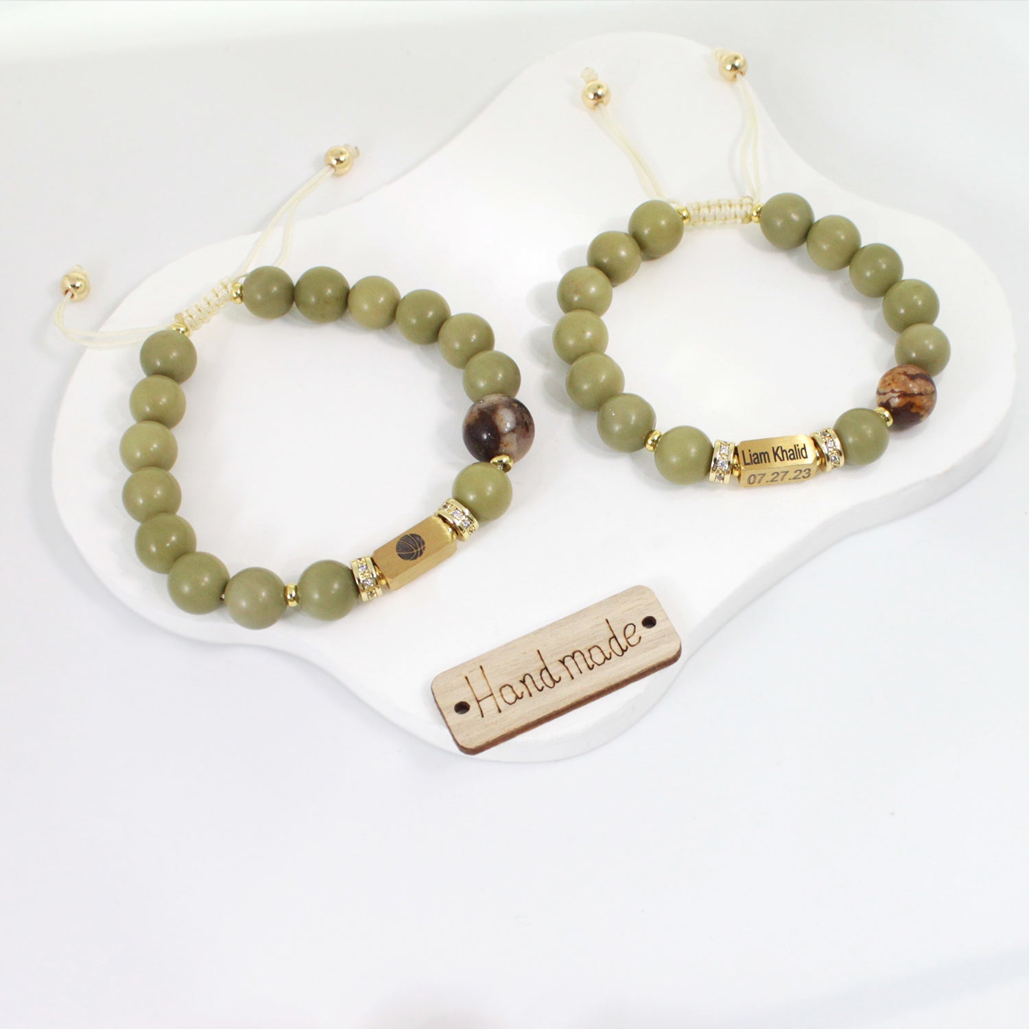 Personalized Natural Stone Bracelet – Custom Engraved Energy Beads for Men & Women