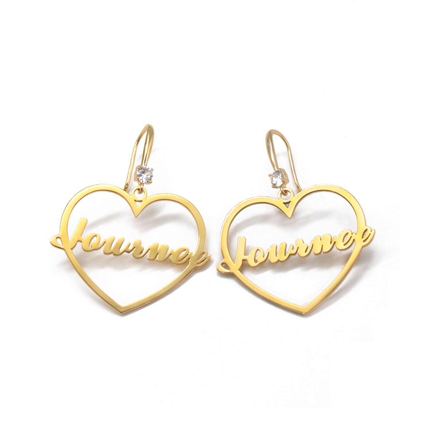 Heart of Self-Love: Personalized Name Hollow Heart Earrings with Diamond Accents – Wear Your Worth Daily