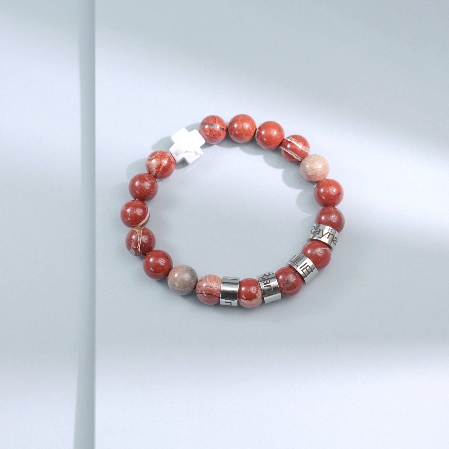 Custom Name Cross-Shaped Gemstone Bracelet 20cm - Daily Wear & Keepsake Gift