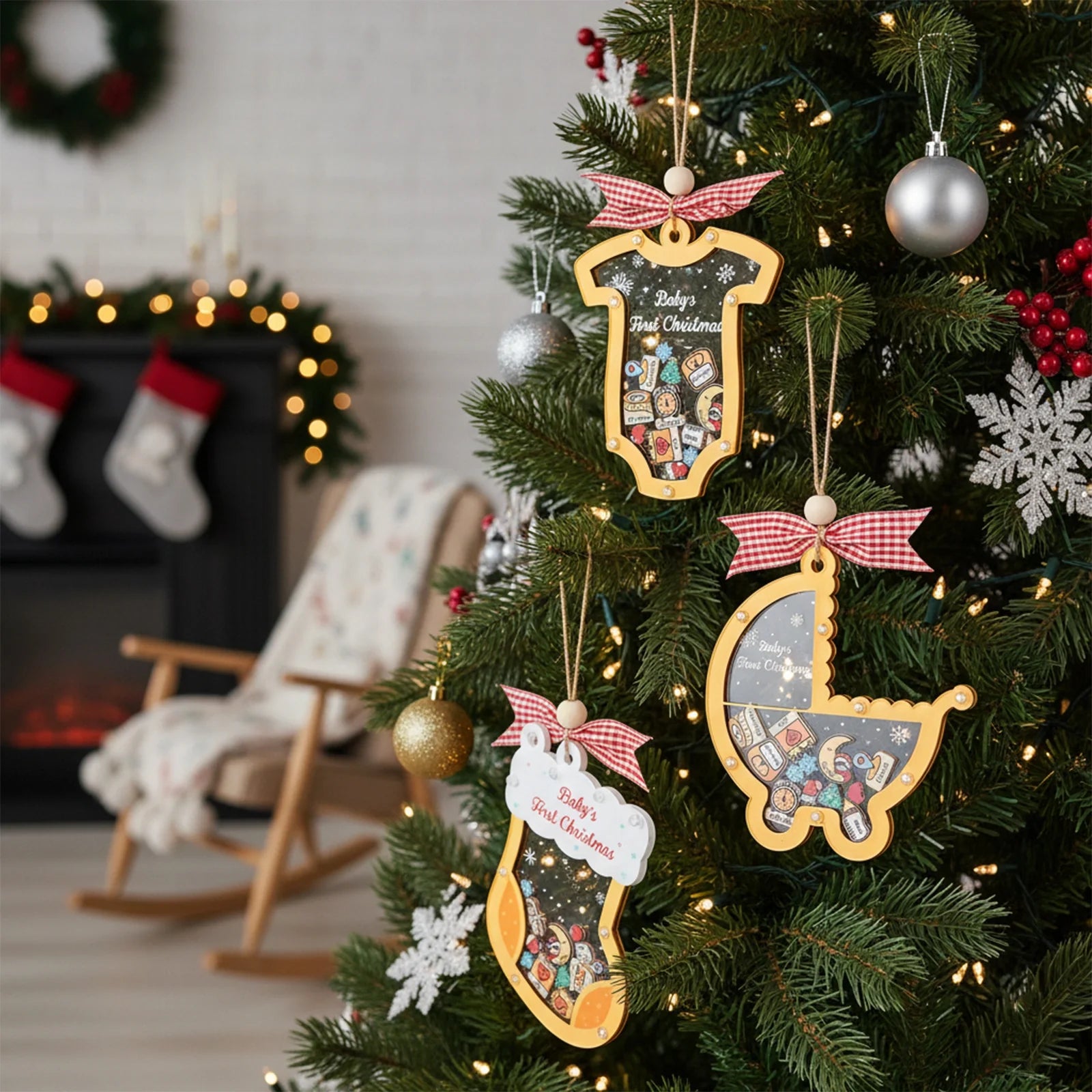 Personalized Baby’s First Christmas 2025 Shake Ornament