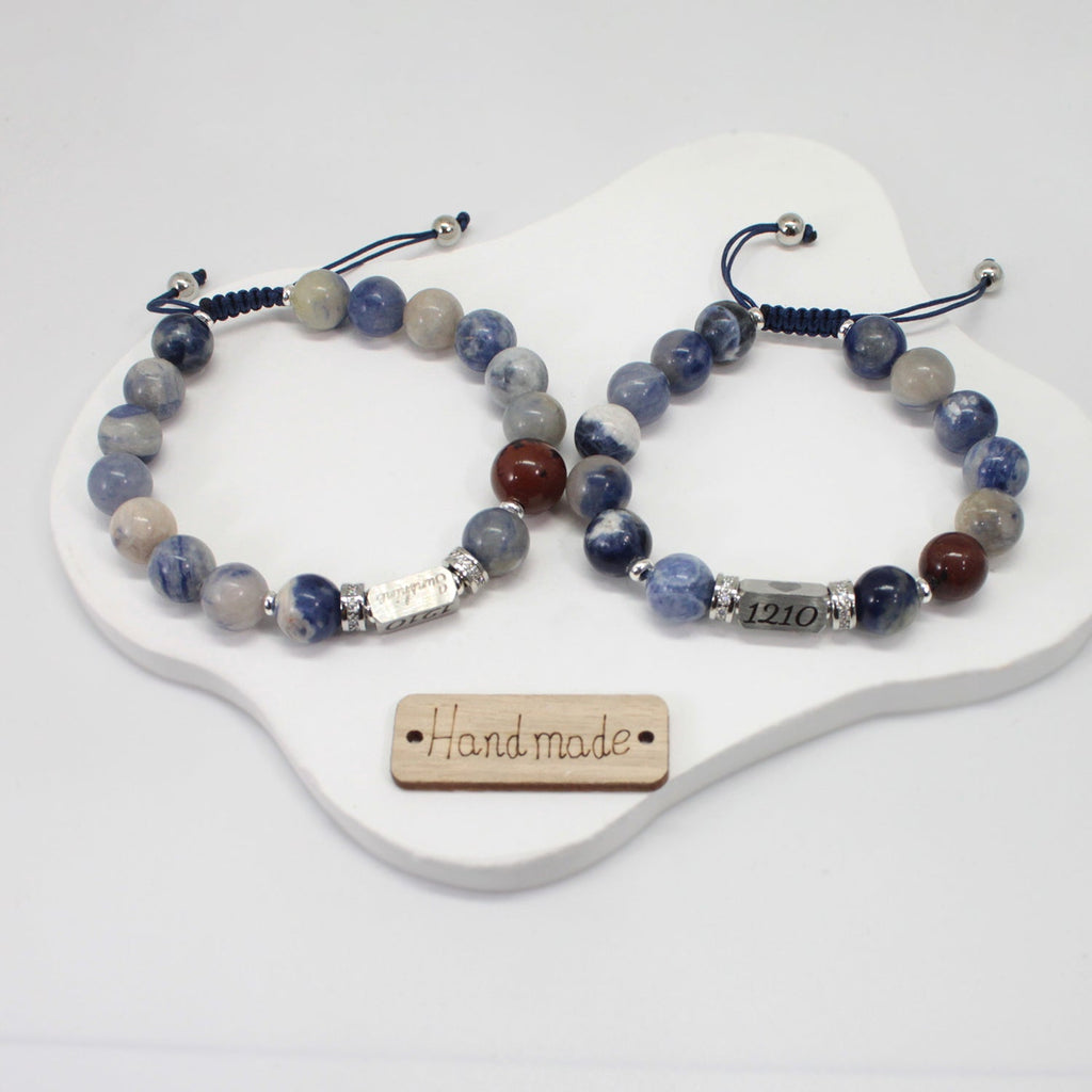 Personalized Natural Stone Bracelet – Custom Engraved Energy Beads for Men & Women