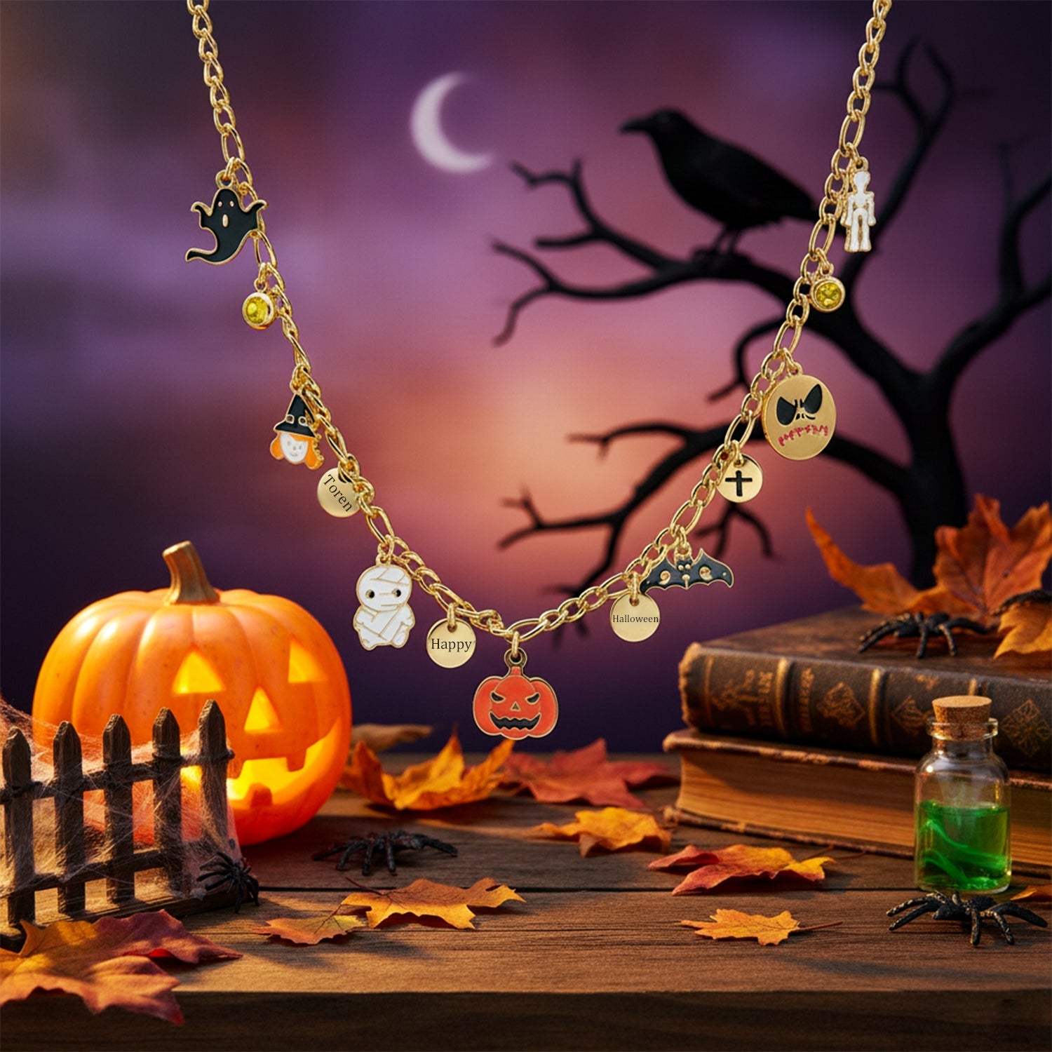 Halloween Parent-Child Bracelet & Necklace Set – Custom Titanium Steel Jewelry for Families