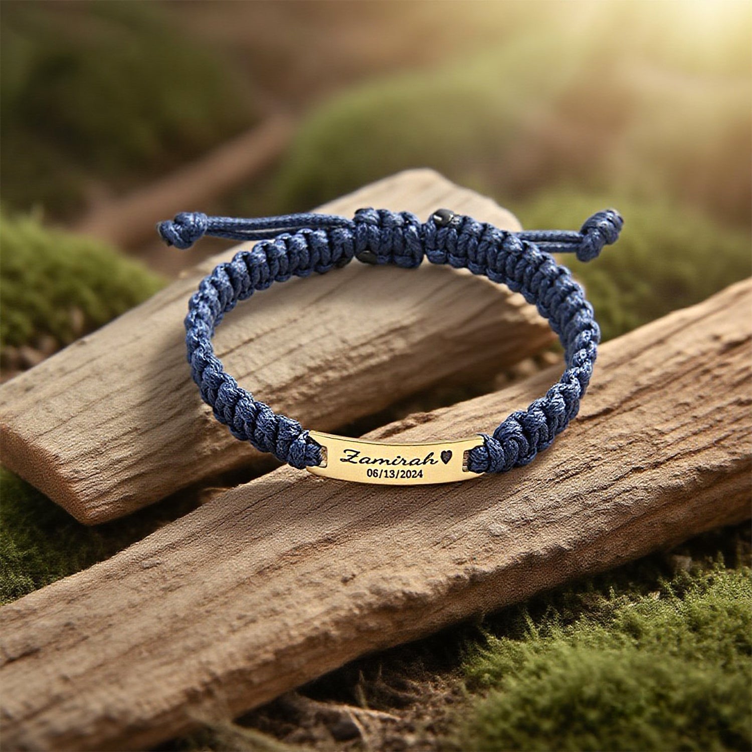 Personalized Men’s Leather Braided Bracelet – Engraved Stainless Steel Plate