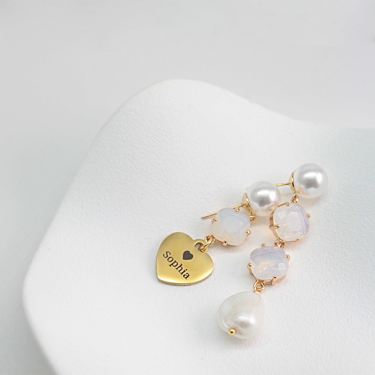Personalized Baroque Pearl Drop Earrings – Custom Name Titanium Steel Disc Earrings for Women | Long Lightweight Statement Jewelry