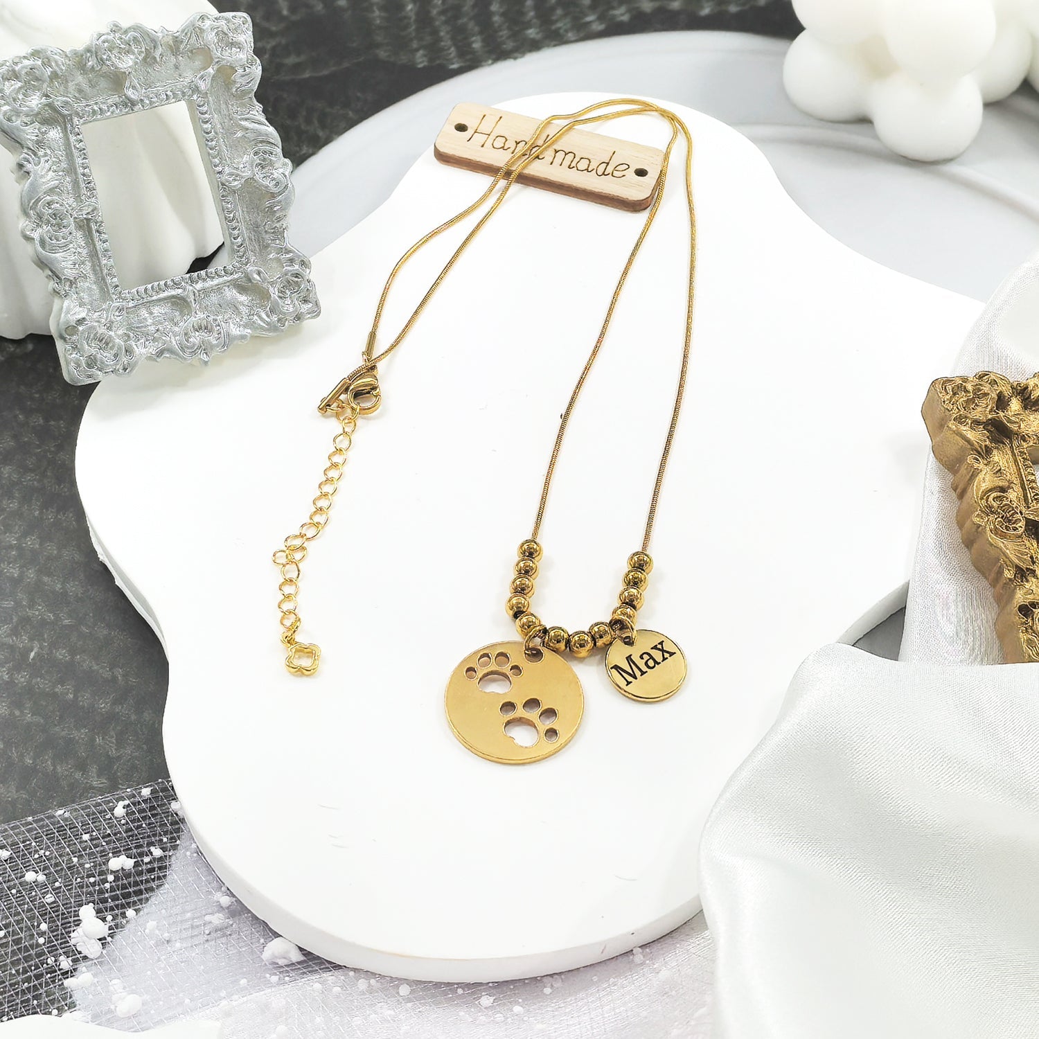 Custom Pet Memorial Necklace | Gold-Plated Stainless Steel Gift