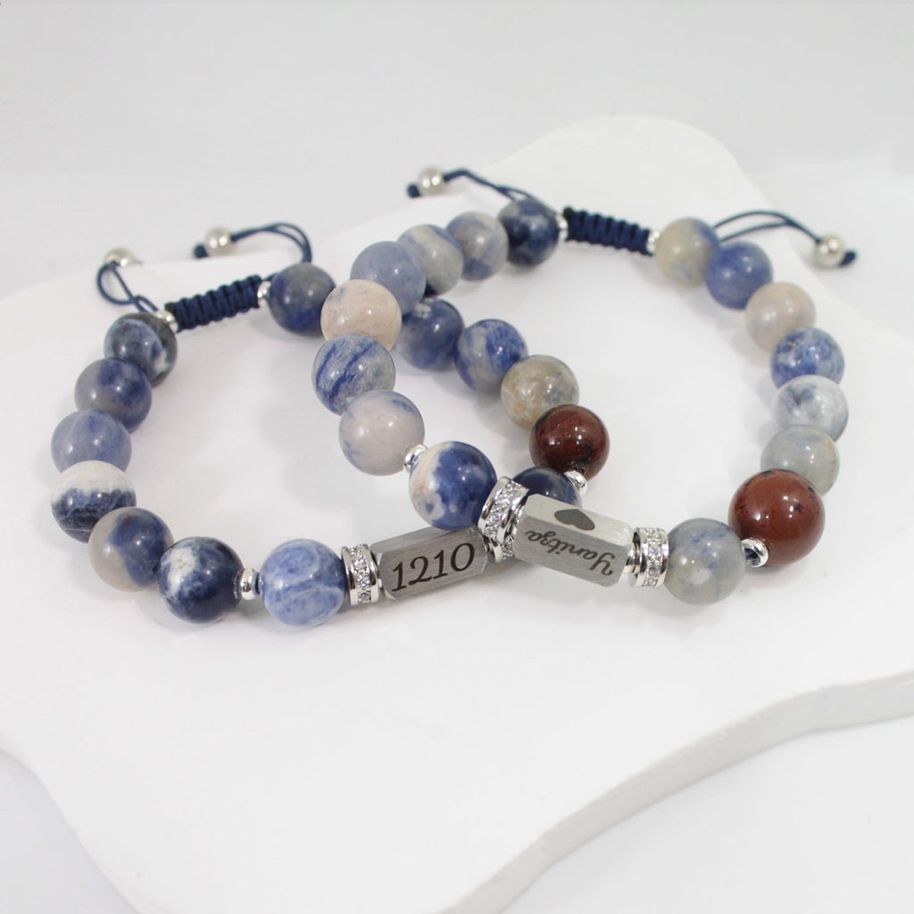 Personalized Natural Stone Bracelet – Custom Engraved Energy Beads for Men & Women