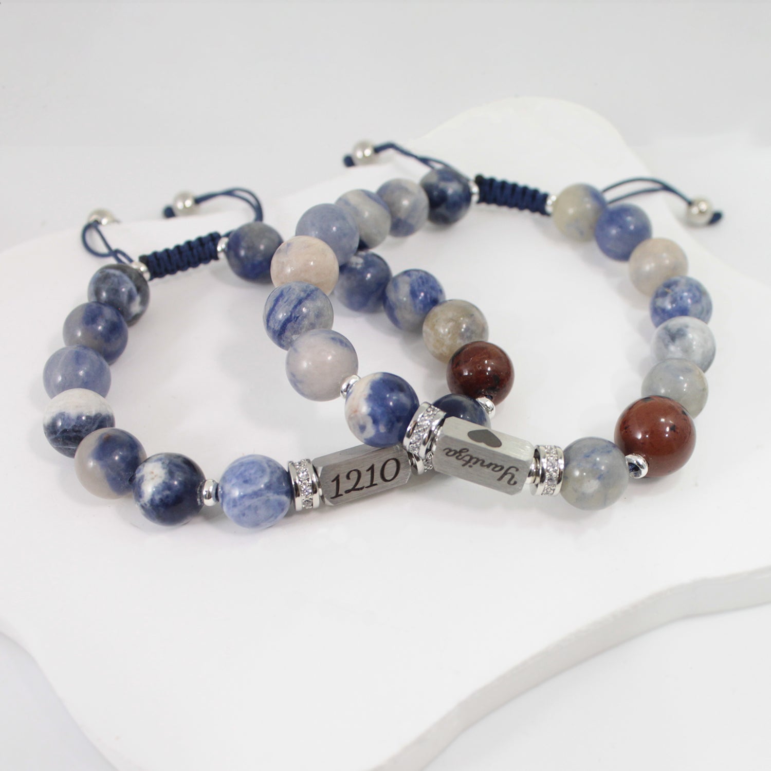 Personalized Natural Stone Bracelet – Custom Engraved Energy Beads for Men & Women