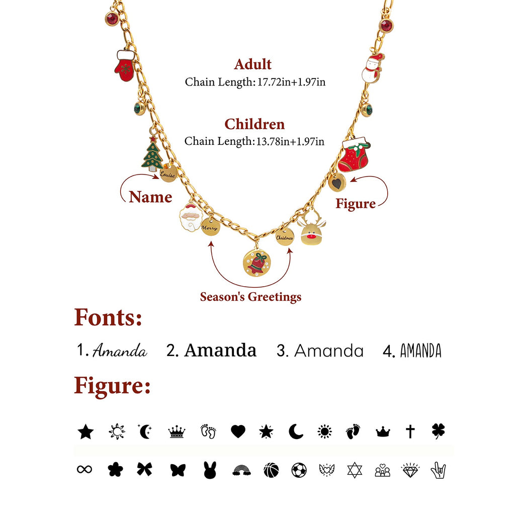 Christmas Parent-Child Bracelet & Necklace Set – Custom Titanium Steel Jewelry for Families