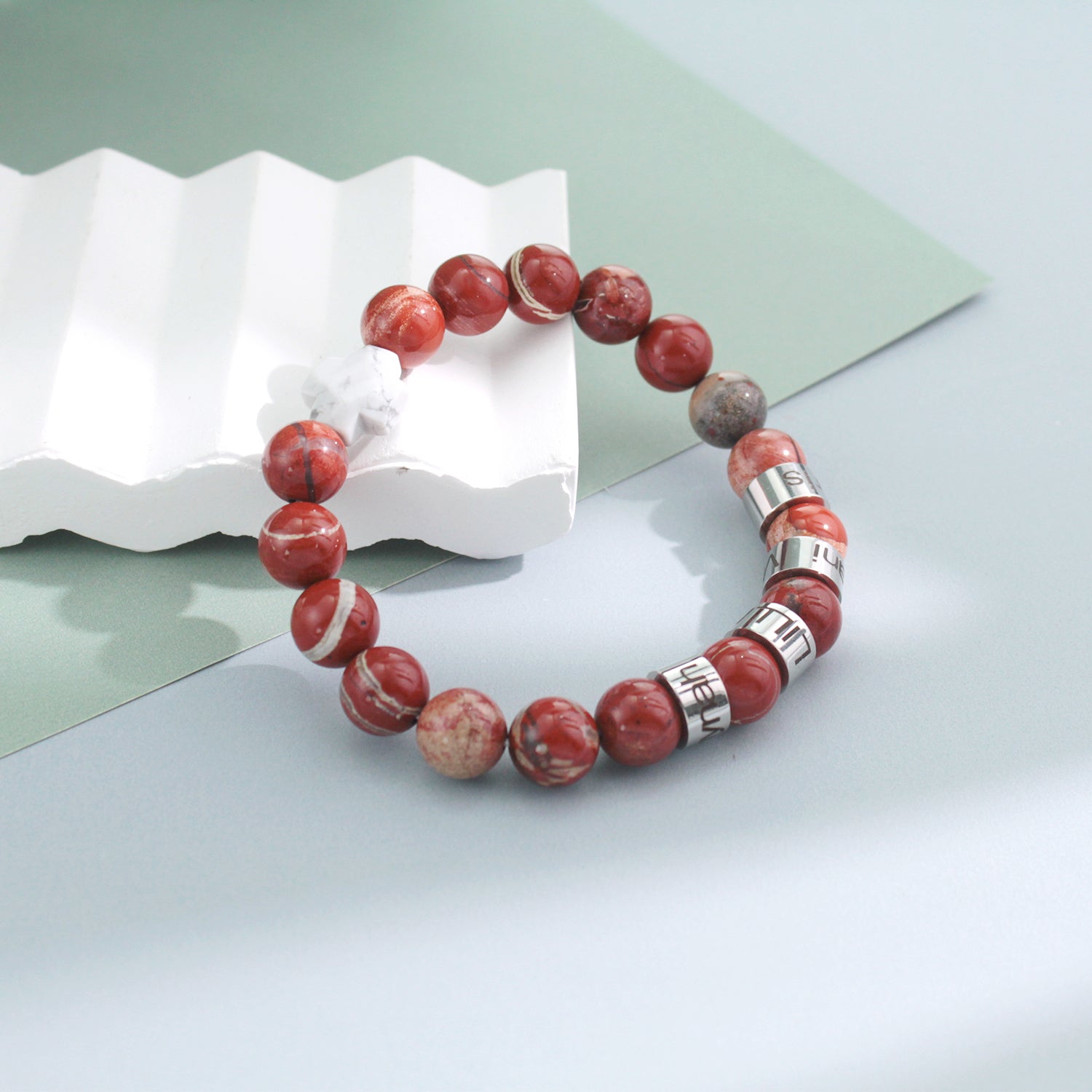 Custom Name Cross-Shaped Gemstone Bracelet 20cm - Daily Wear & Keepsake Gift