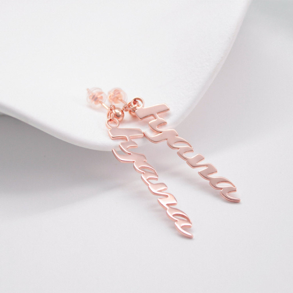 Custom Letter Zircon Earrings – 48MM Lightweight Design in Gold, Rose Gold & Silver