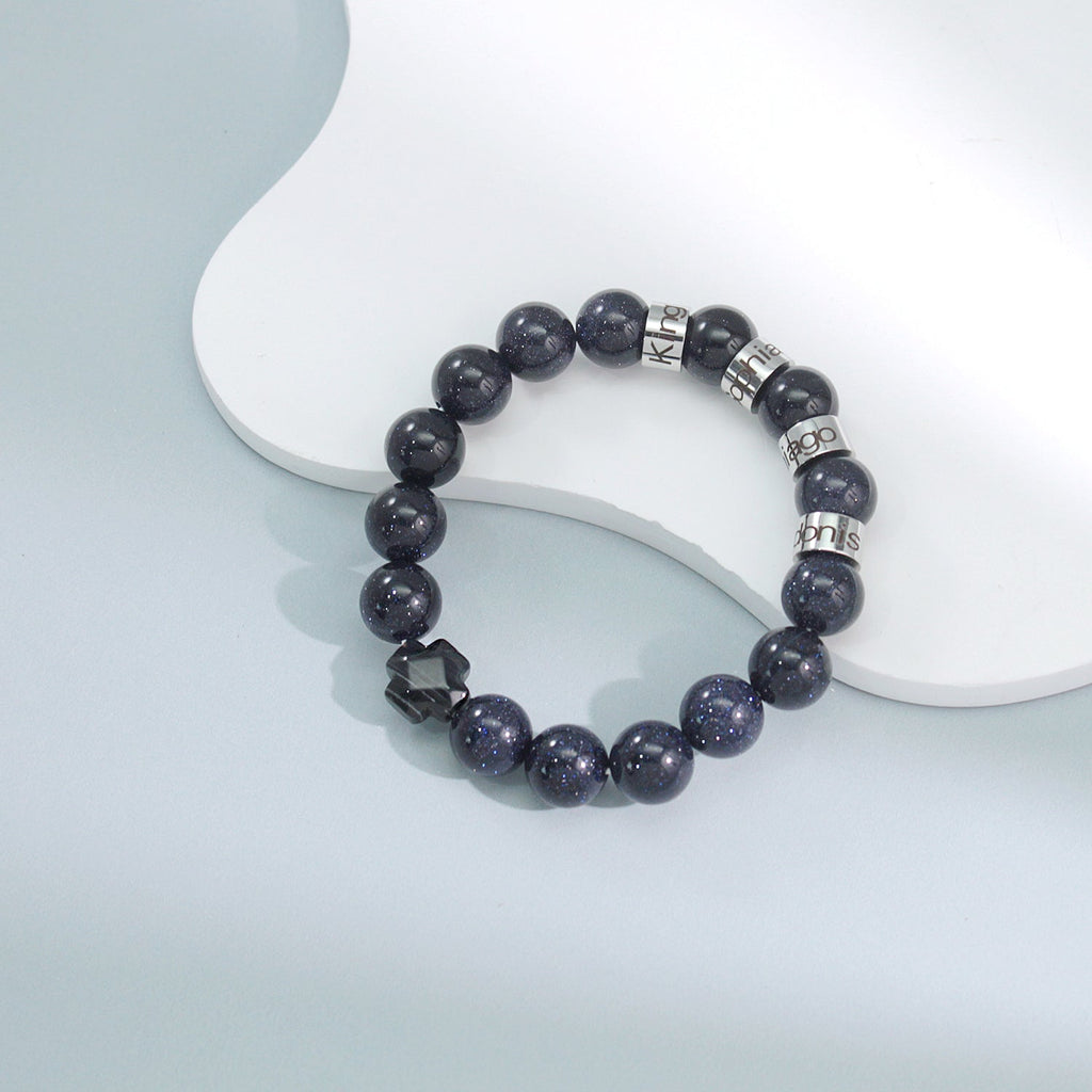 Personalized Natural Mineral Cross Bracelet – Engraved Names Keepsake