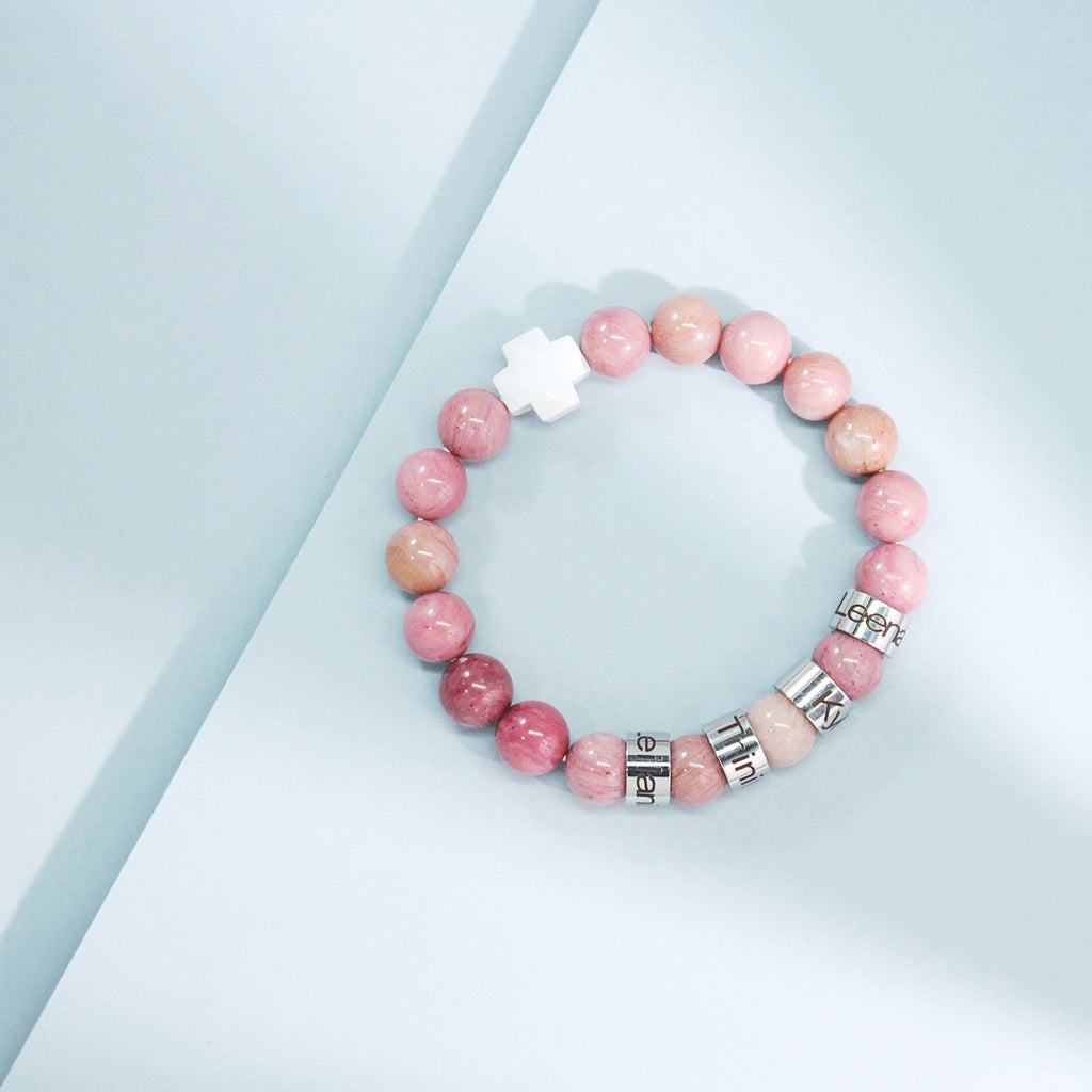Custom Name Cross-Shaped Gemstone Bracelet 20cm - Daily Wear & Keepsake Gift