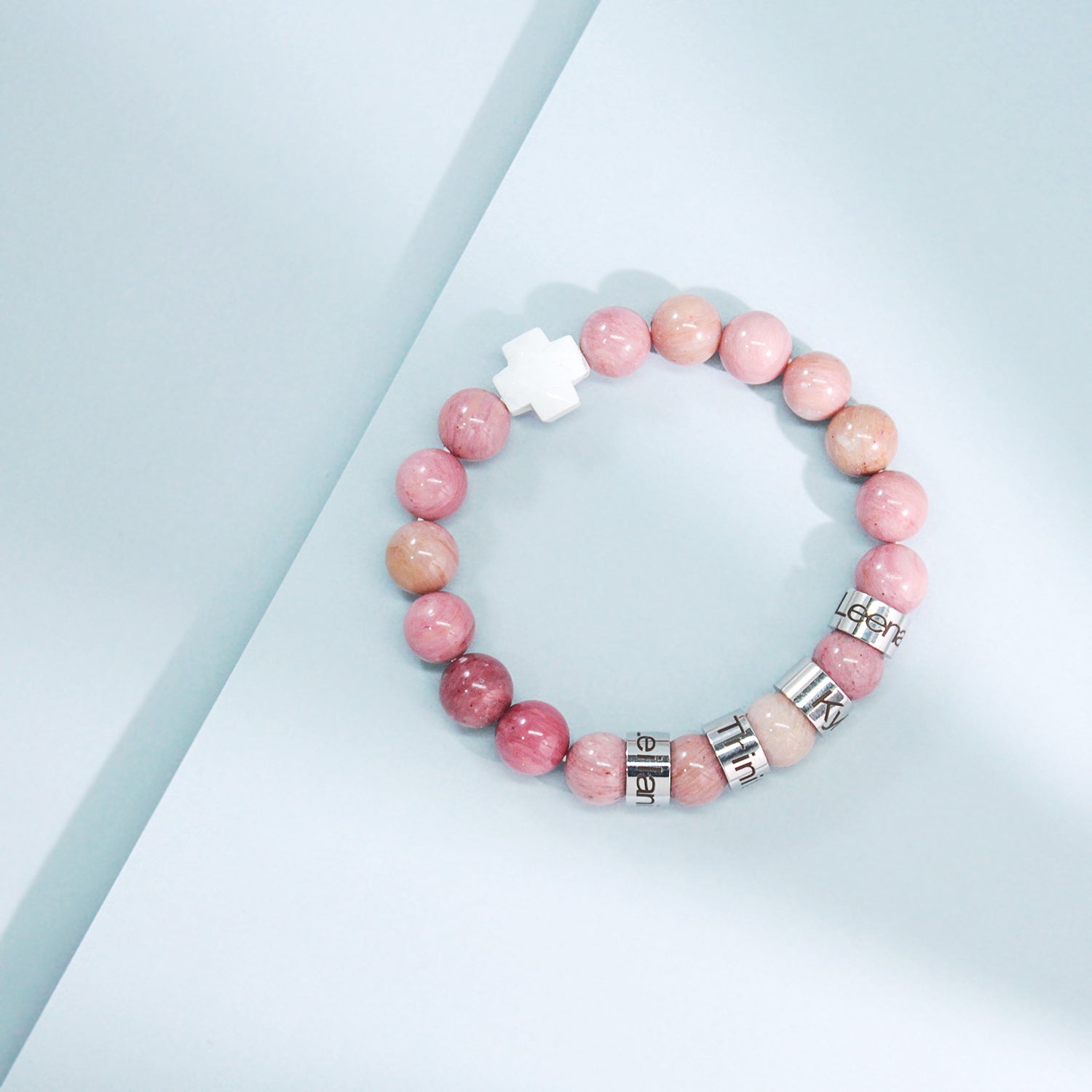 Custom Name Cross-Shaped Gemstone Bracelet 20cm - Daily Wear & Keepsake Gift